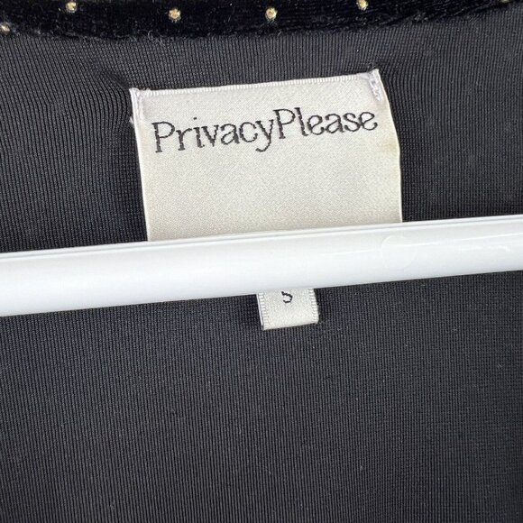 Privacy Please Womens Dress Wrap Long Sleeve Revolve Black Velour Gold Dot Small - Picture 5 of 6